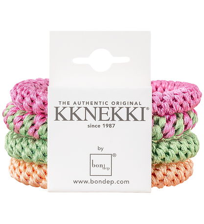 Kknekki Hårelastikker - 4-pak - Pink/Orange/Grøn