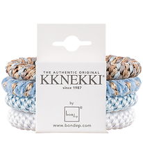 Kknekki Hårelastikker - 4-pak - Blå/Hvid/Beige Kknekki Hårelastikker - 4-pak - Blå/Hvid/Beige