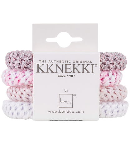 Kknekki Hårelastikker - 4-pak - Pink/Hvid
