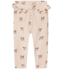 Lil' Atelier leggins - Rib - NbfGavo - Silver Peony/Bow Lil' Atelier leggins - Rib - NbfGavo - Silver Peony/Bow