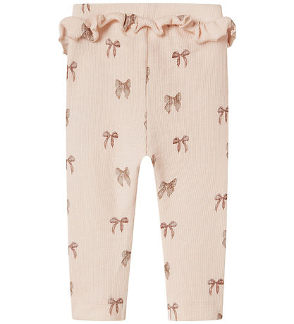 Lil' Atelier leggins - Rib - NbfGavo - Silver Peony/Bow Lil' Atelier leggins - Rib - NbfGavo - Silver Peony/Bow