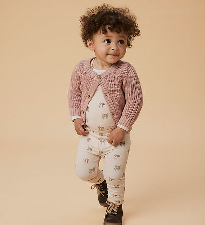 Lil' Atelier leggins - Rib - NbfGavo - Silver Peony/Bow Lil' Atelier leggins - Rib - NbfGavo - Silver Peony/Bow