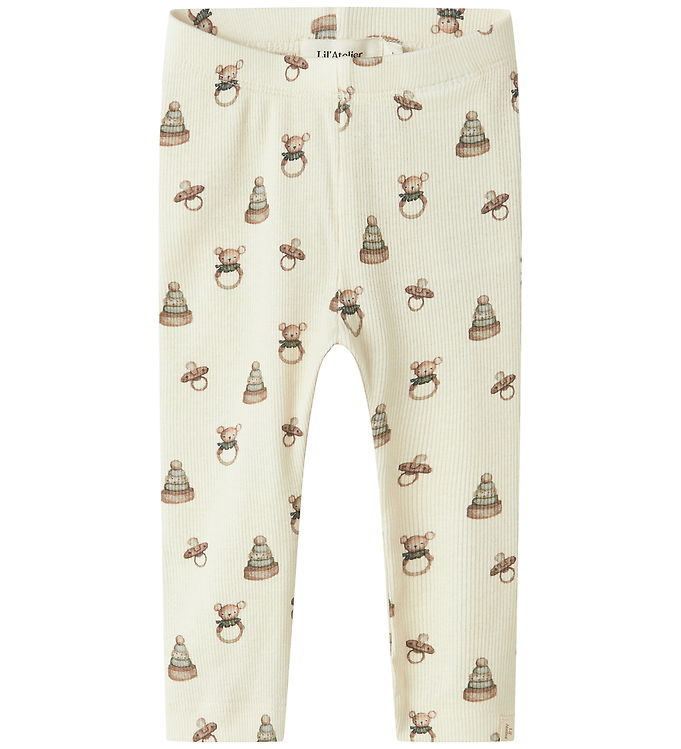Lil' Atelier Leggings - Rib - NbnGavo - Turtledove/Toy