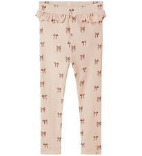 Lil' Atelier Leggings - Rib - NbnGavo - Silver Peony/Bow Lil' Atelier Leggings - Rib - NbnGavo - Silver Peony/Bow