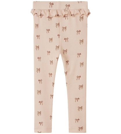 Lil' Atelier Leggings - Rib - NbnGavo - Silfur Peony/Bow