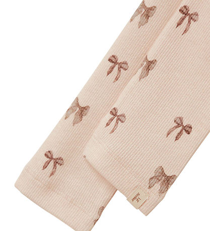 Lil' Atelier Leggings - Rib - NbnGavo - Silfur Peony/Bow