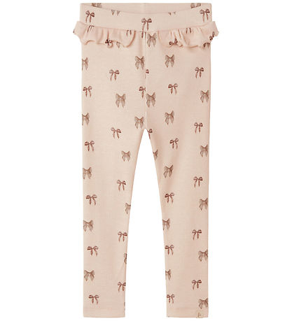 Lil' Atelier Leggings - Rib - NbnGavo - Silfur Peony/Bow