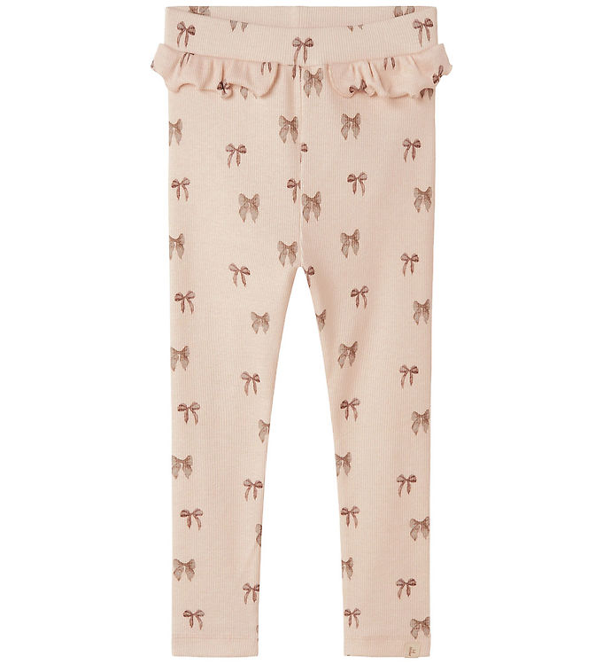 Lil' Atelier Leggings - Rib - NbnGavo - Silver Peony/Bow