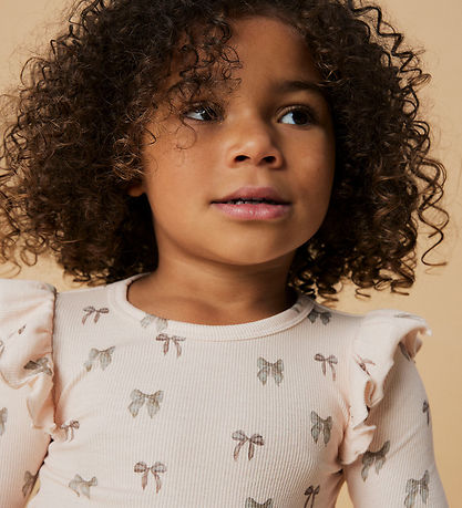 Lil' Atelier Bluse - Rib - NmfGavo - Silver Peony/Bow