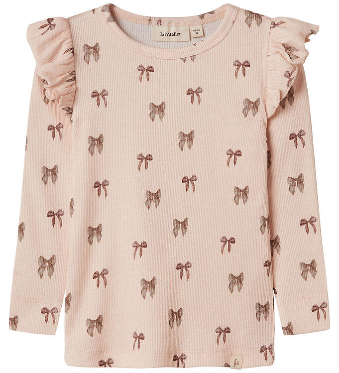 Lil' Atelier Bluse - Rib - NmfGavo - Silver Peony/Bow