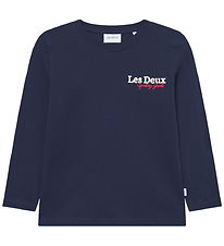 Les Deux Bluse - Racing - Dark Navy Blue m. Logo Les Deux Bluse - Racing - Dark Navy Blue m. Logo