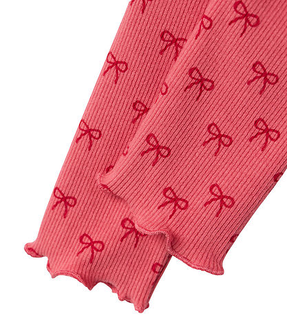 Name It Leggings - Rib - NmfKarinna - Rapture Rose w. Bows