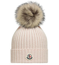 Moncler Beanie - Wool - Light Grey w. Faux Fur Pom Pom Moncler Beanie - Wool - Light Grey w. Faux Fur Pom Pom