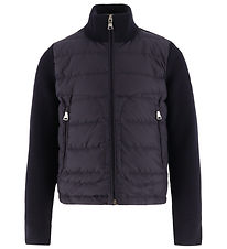 Moncler Cardigan - Ull/Dun - Marinblå Moncler Cardigan - Ull/Dun - Marinblå