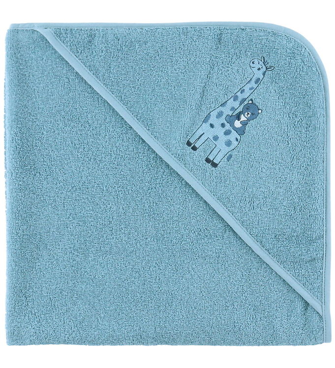 Nørgaard Madsens Babyhåndklæde – 75×75 cm – Blå m. Giraf