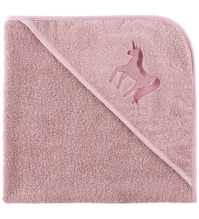 Nørgaard Madsens Babyhåndklæde – 75×75 cm – Rosa m. Enhjørning