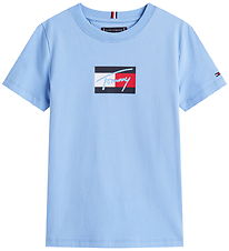 Tommy Hilfiger T-shirt - Script Flag - Cloudy Blue Tommy Hilfiger T-shirt - Script Flag - Cloudy Blue