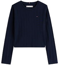 Tommy Hilfiger Bluse - Pointelle - Dark Night Navy Tommy Hilfiger Bluse - Pointelle - Dark Night Navy