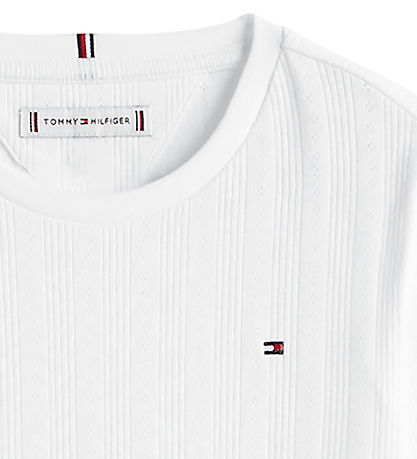 Tommy Hilfiger Bluse - Pointelle - Hvid Tommy Hilfiger Bluse - Pointelle - Hvid