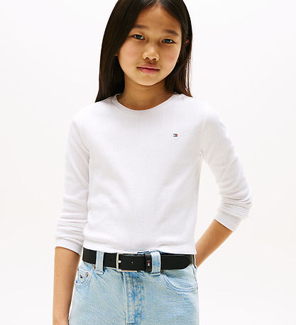 Tommy Hilfiger Bluse - Pointelle - Hvid Tommy Hilfiger Bluse - Pointelle - Hvid