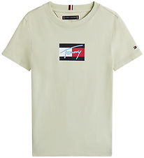 Tommy Hilfiger T-shirt - Script Flag - Misty Sage Green Tommy Hilfiger T-shirt - Script Flag - Misty Sage Green
