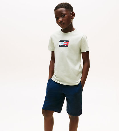 Tommy Hilfiger 티셔츠 - 스크립트 플래그 - 미스티 세이지 그린