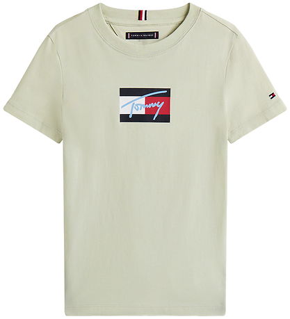 Tommy Hilfiger 티셔츠 - 스크립트 플래그 - 미스티 세이지 그린