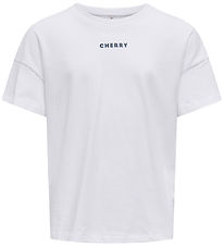 Kids Only T-shirt - kogCarrie - Bright White/Cherry Kids Only T-shirt - kogCarrie - Bright White/Cherry