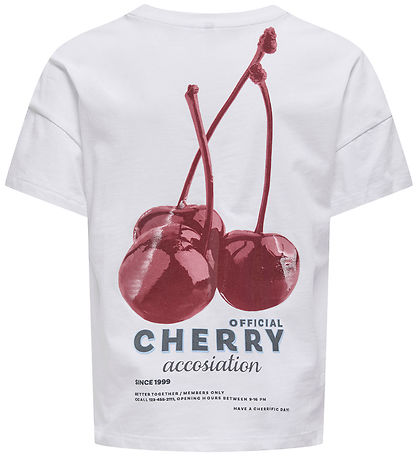 Kids Only T-shirt - kogCarrie - Bright White/Cherry Kids Only T-shirt - kogCarrie - Bright White/Cherry