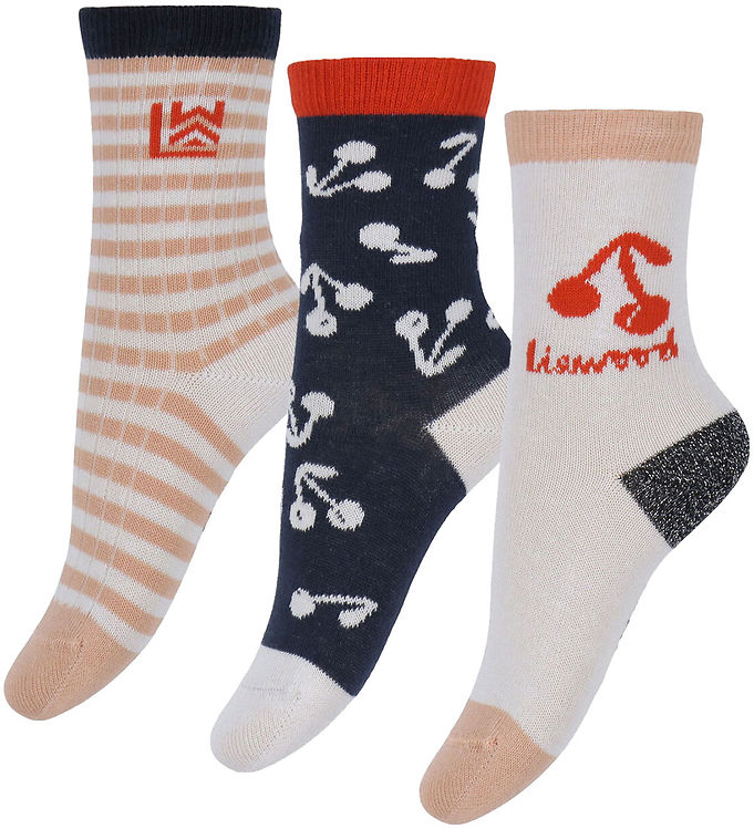 Liewood Strømper - 3-pak - Silas - Cherry Blossom/Classic Navy