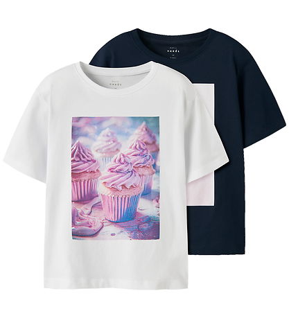 Name It Stuttermabolur - NkfVotea - 2 Pakki - Bright White/Dökkb