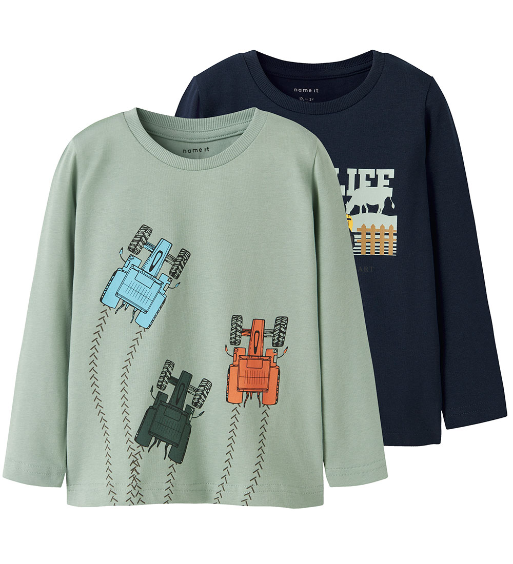 Name It Bluse - NmmLactor - 2er-Pack - Navy Blazer/Jadeit - Name It - 6 Jahre (116) - Blusen