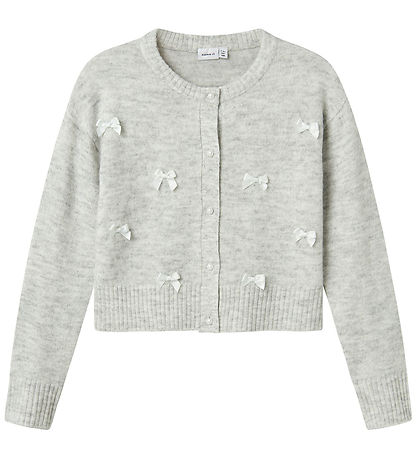 Name It Cardigan - Strik - NkfKarin - Lysegråmeleret/Sløjfer Name It Cardigan - Strik - NkfKarin - Lysegråmeleret/Sløjfer