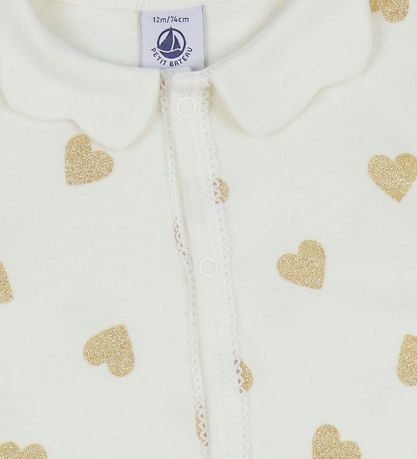 Petit Bateau Natdragt - Milk m. Glitter Hjerter Petit Bateau Natdragt - Milk m. Glitter Hjerter