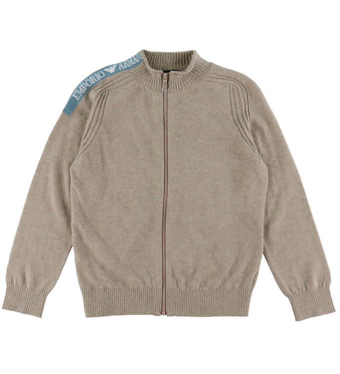 Emporio Armani Cardigan - Viskose/Uld - Beigemeleret m. Blå