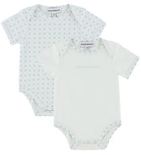 Emporio Armani Bodyer k/æ - 2-pak - Hvid/Lyseblå m. Logoer Emporio Armani Bodyer k/æ - 2-pak - Hvid/Lyseblå m. Logoer