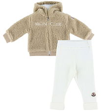 Moncler Sæt - Fleecejakke/Leggings - Brun/Hvid Moncler Sæt - Fleecejakke/Leggings - Brun/Hvid