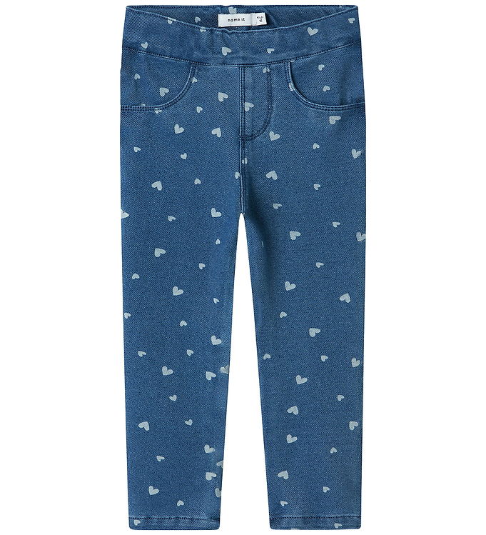 Name It Leggings - Noos - NmfSalli - Medium Blue Denim/Hearts
