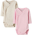 Name It Wickel Bodys l/ä - Noos - NbnBody - 2er-Pack - Pink/Beig