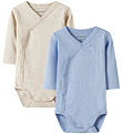Name It Wickel Bodys l/ä - Noos - NbnBody - 2er-Pack - Blau/Beig