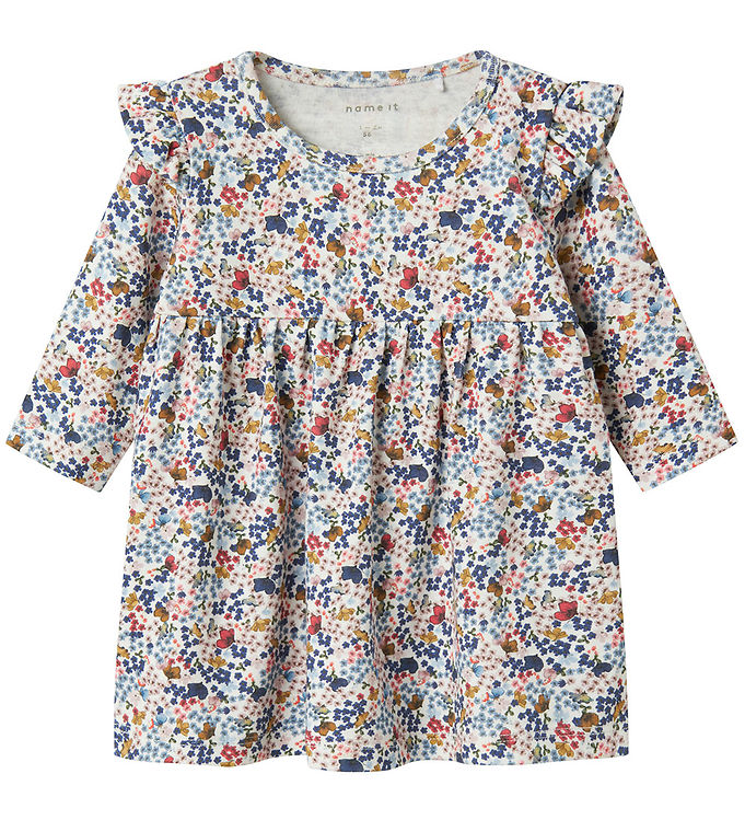 Name It Kjole - NbfKorra - Cloud Dancer m. Blomster