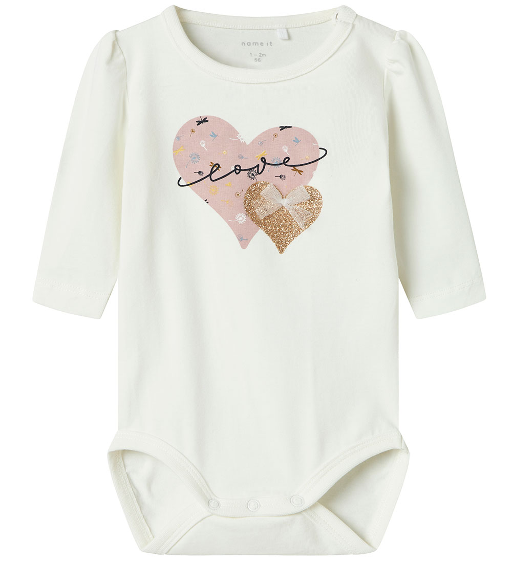 Name It Romper l/s - NbfQuinine - Cloud Danser m. Glitter - Name It - 50 - Rompers Lange Mouw