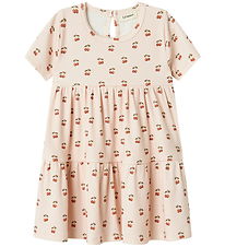 Lil Atelier Kjole - Rib - NmfLavo - Silver Peony m. Kirsebær Lil Atelier Kjole - Rib - NmfLavo - Silver Peony m. Kirsebær