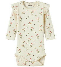 Lil Atelier Body l/æ - Rib - Noos - NbfLavo - Turtledove m. Blom Lil Atelier Body l/æ - Rib - Noos - NbfLavo - Turtledove m. Blom