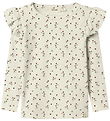 Lil Atelier Bluse - Rib - NmfLavo - Turtledove m. Blomster Lil Atelier Bluse - Rib - NmfLavo - Turtledove m. Blomster