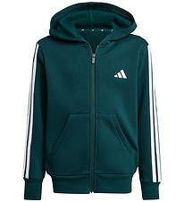 adidas Performance Cardigan - J 3S FL FZ HD - Airivy/Hvid adidas Performance Cardigan - J 3S FL FZ HD - Airivy/Hvid