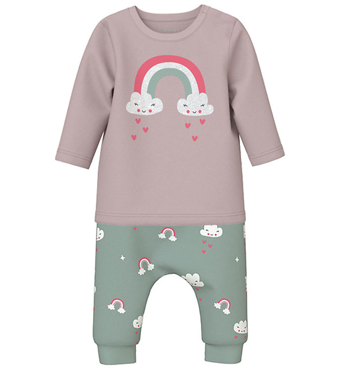 Name It Sæt - Bluse/Bukser - NbfVubie - Burnished Lilac/Jadeite