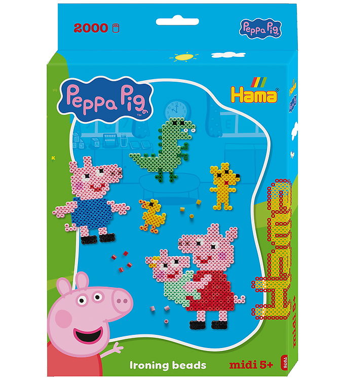 Hama Midi Perler - Gurli Gris + Lillesøster Evie - 2000 stk.