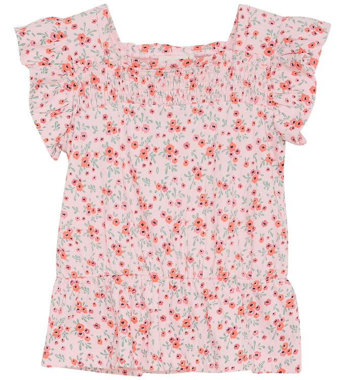 Minymo Top - Rosen Quartz m. Blomster