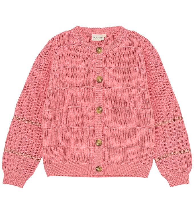 Minymo Cardigan - Strik - Rib - Strawberry Ice